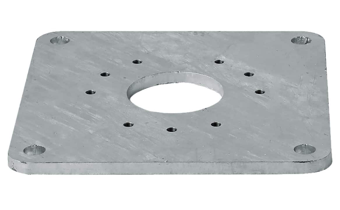 Mounting plate for attaching umbrellas to existing concrete
