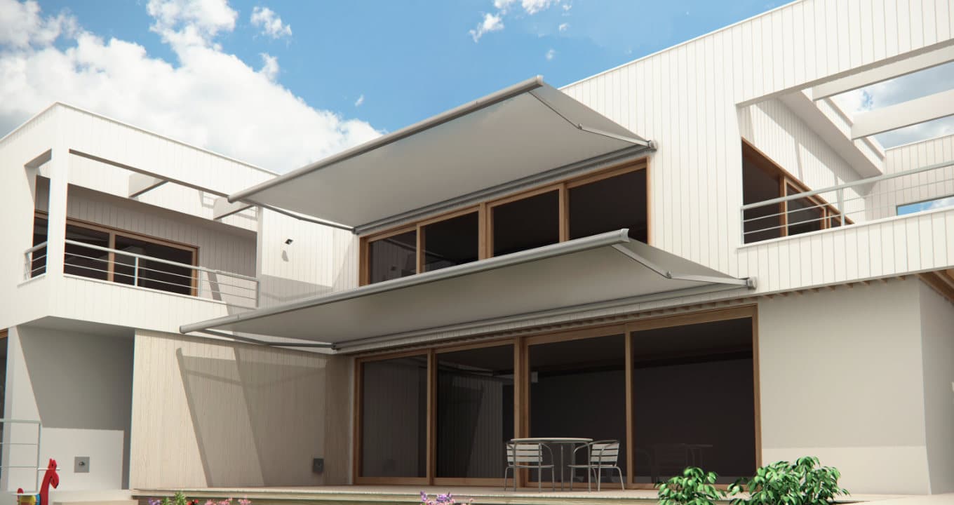 Splenbox cassette awnings on a building